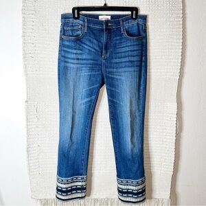 DRIFTWOOD dark wash embroidered Colette straight leg jeans 30